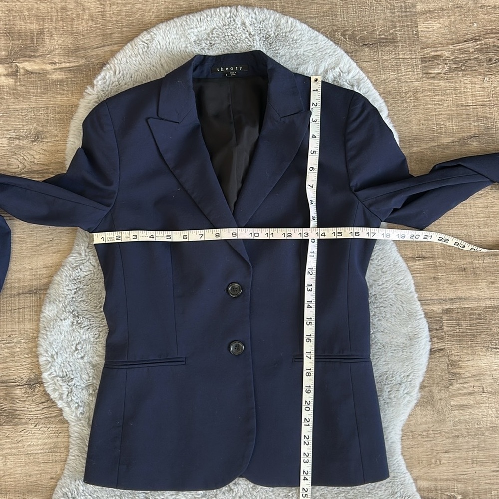 Theory Nichelle Broadway Navy Blue Blazer Suit Jacket 8 - Picture 6 of 14